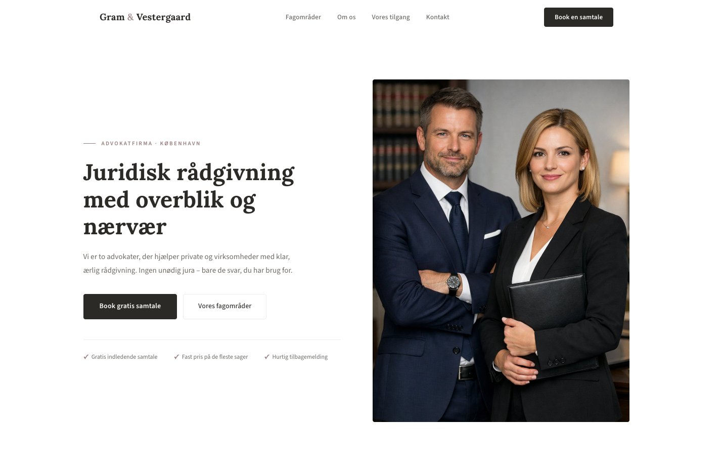 Gram & Vestergaard demo hjemmeside