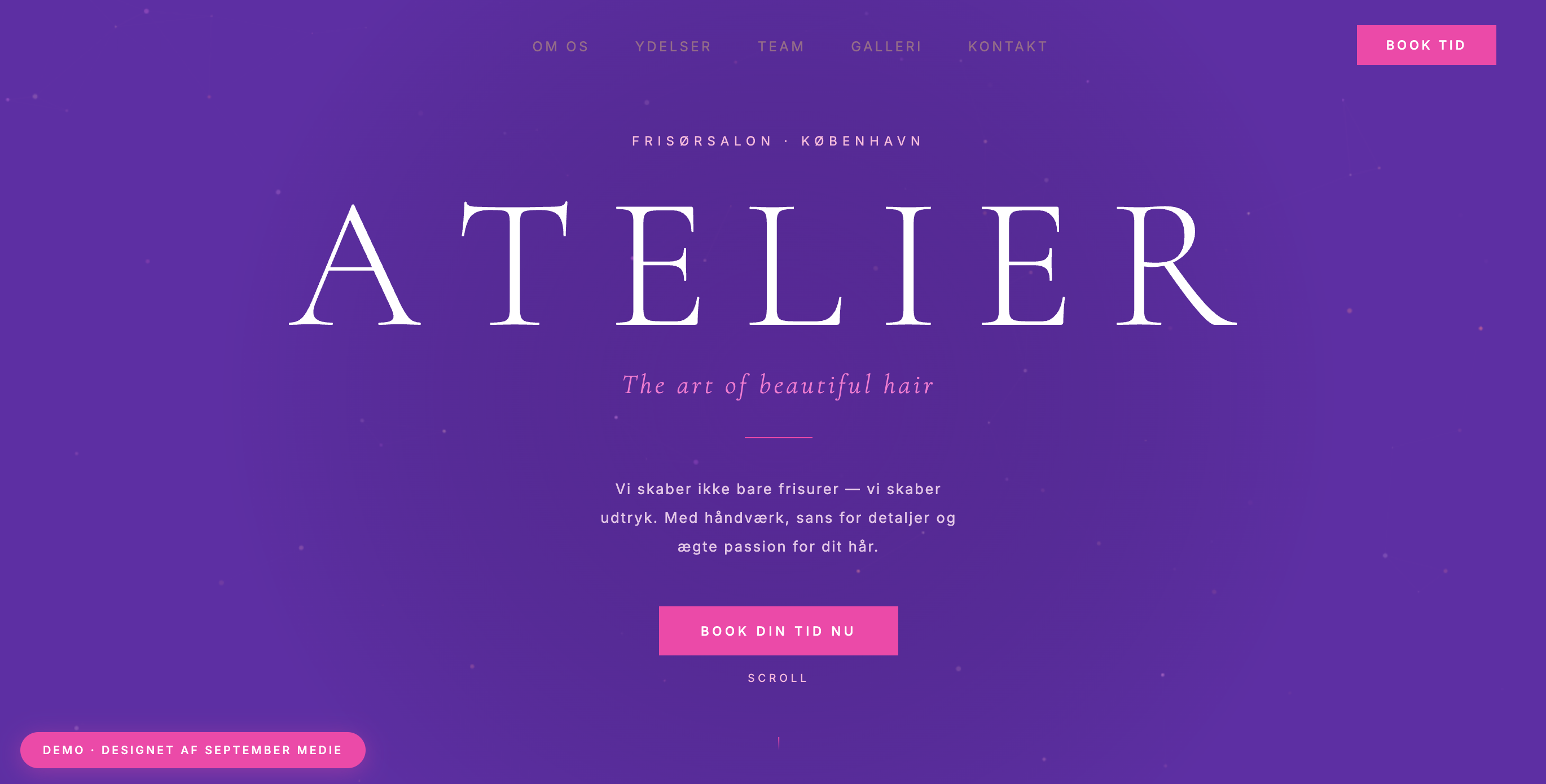 ATELIER frisørsalon demo hjemmeside