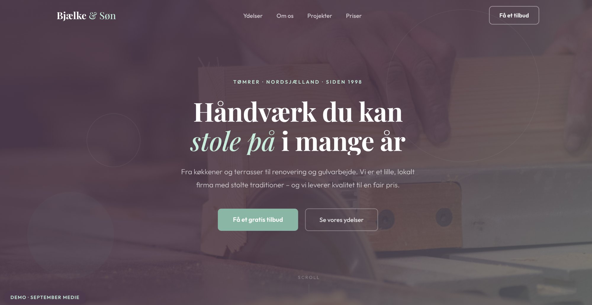 Bjælke & Søn demo hjemmeside